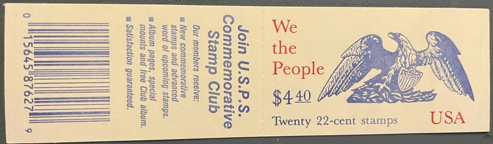 US Stamp Booklet BK162 of SCN 2359a "We the People" 20 stamps $4.40 - Image 2 of 2