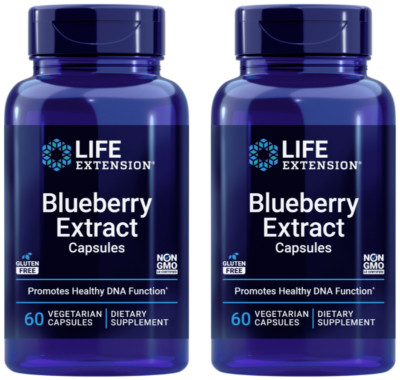 2 PACK Life Extension Blueberry Extract for Healthy DNA Function 60 Veg Capsules