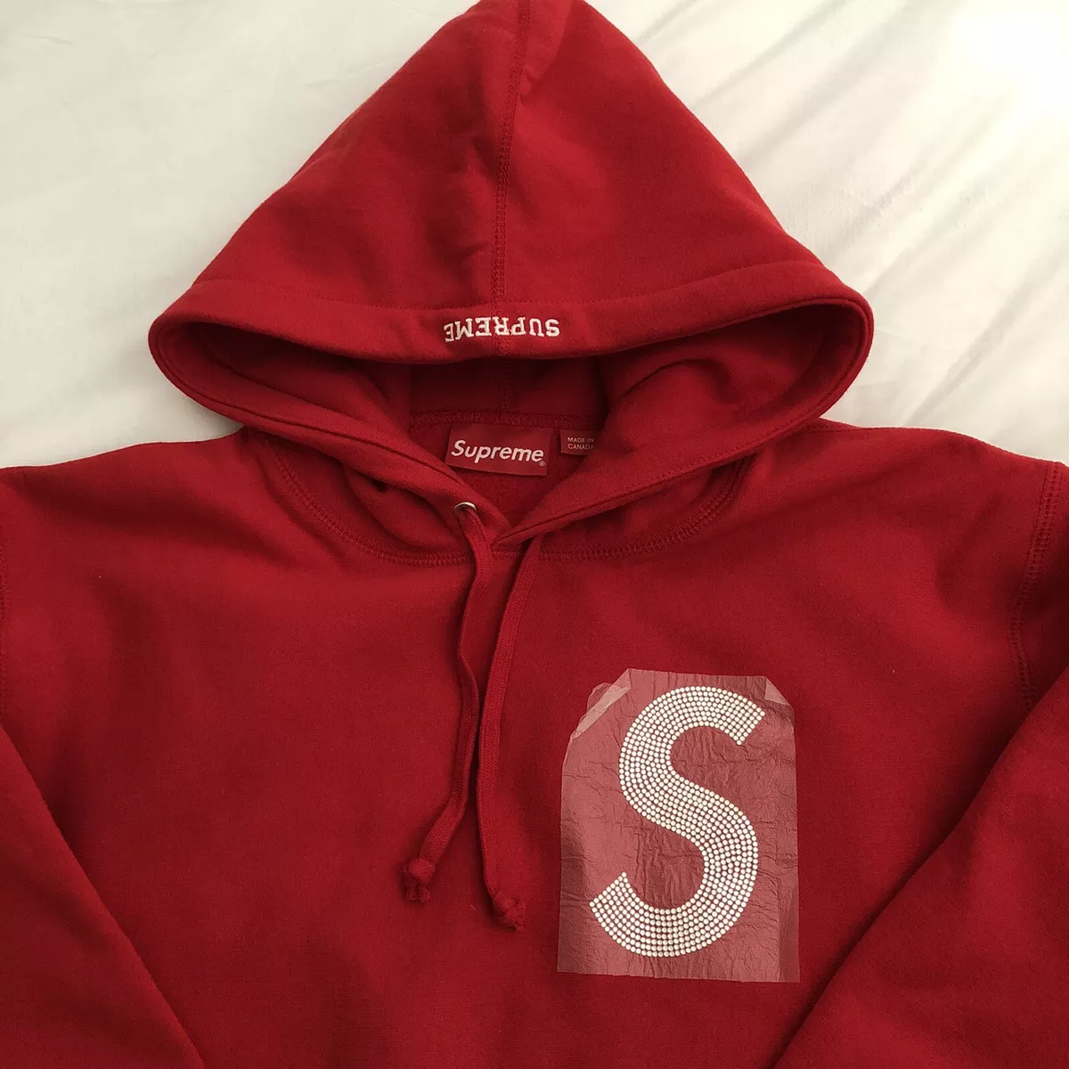 Supreme SWAROVSKI S Logo Red Hooded Sweatshirt Small Hoodie