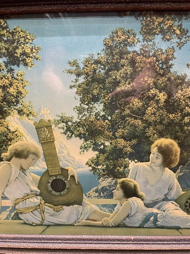 1930s Maxfield Parrish Interlude Print House Of Art N. Y. Framed Under Glass - Picture 6 of 24