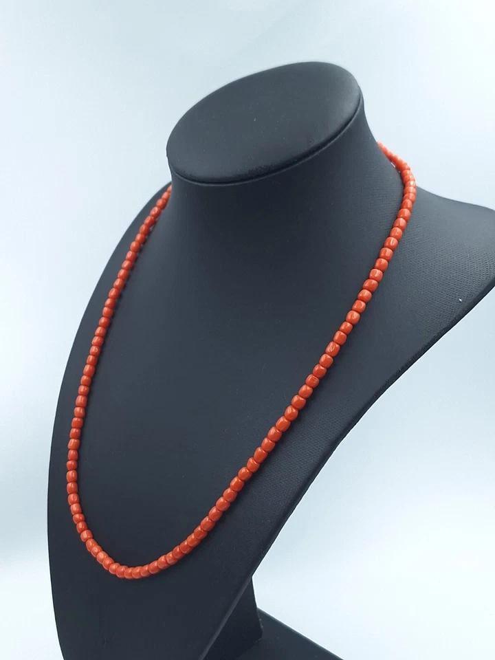collana donna vero corallo rosso di Sardegna naturale e argento 925 Dorato  - Immagine 3 di 4