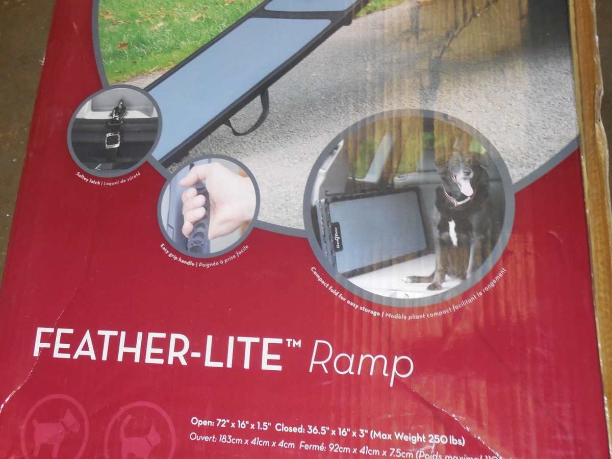 Gen Pets Feather Lite 72'' Bi-Fold Full Pet Dog Ramp Gray