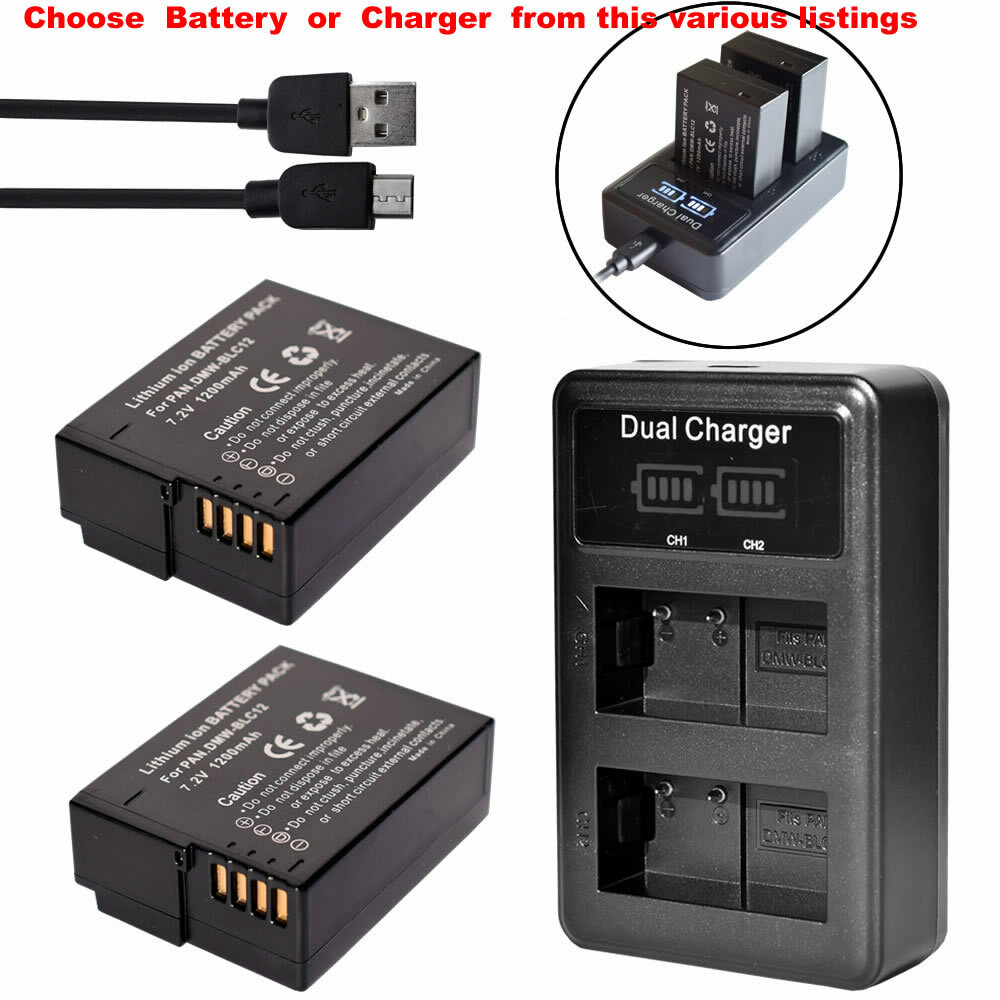 Battery Or LCD DUAL USB Charger for Panasonic Lumix G85 G80 G5 G6 G7 GX8 GH2