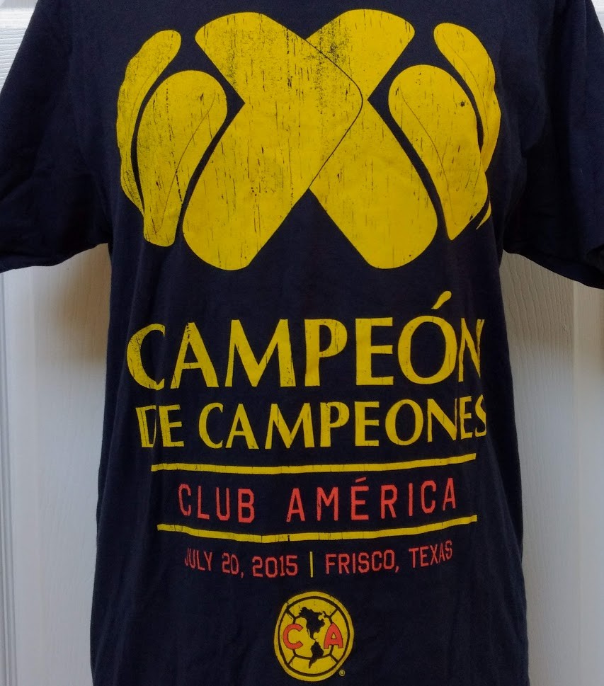 2015 Campeon de Campeones Club America Texas Mexico Soccer Black Cotton Shirt M 
