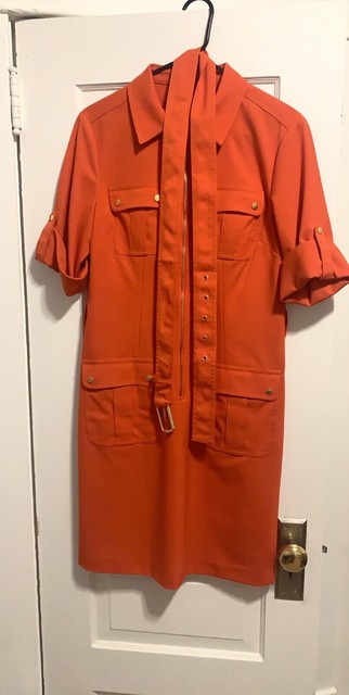 michael michael kors roll sleeve belted shirt dress