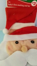 Baby's CHRISTMAS SANTA HAT infant size 0-3 month SMALL STOCKING