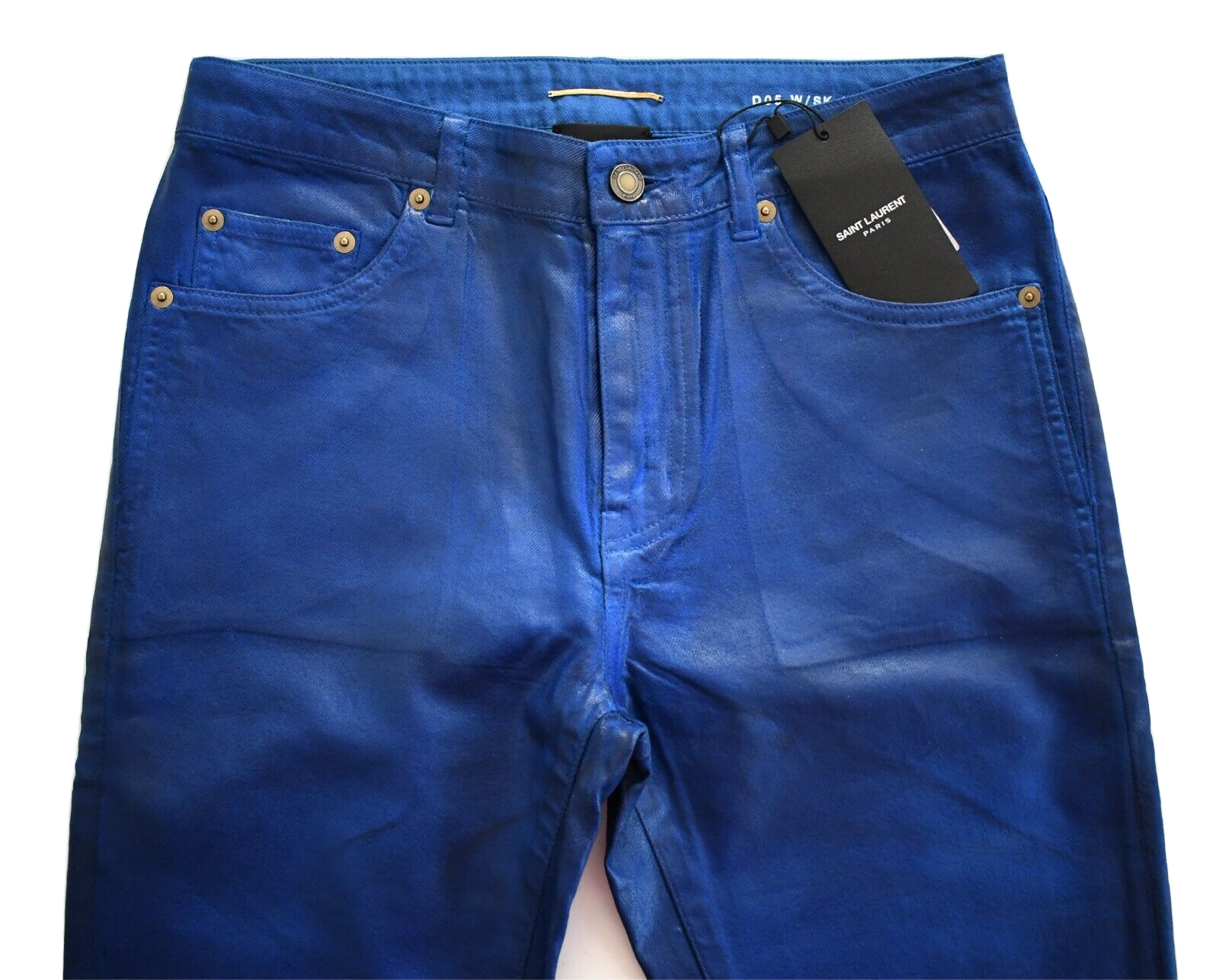 ️ SAINT LAURENT D05 Jeans da donna blu rivestiti skinny vita media 27
