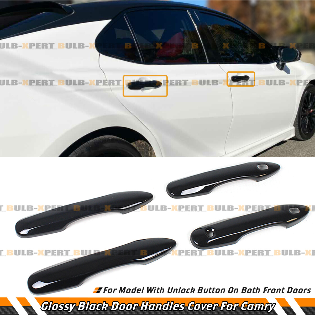 For 2018-2024 Toyota Camry Gloss Blk Door Handle Cover Trim For 2018-2024 Toyota Camry Gloss Blk Door Handle Cover Trim