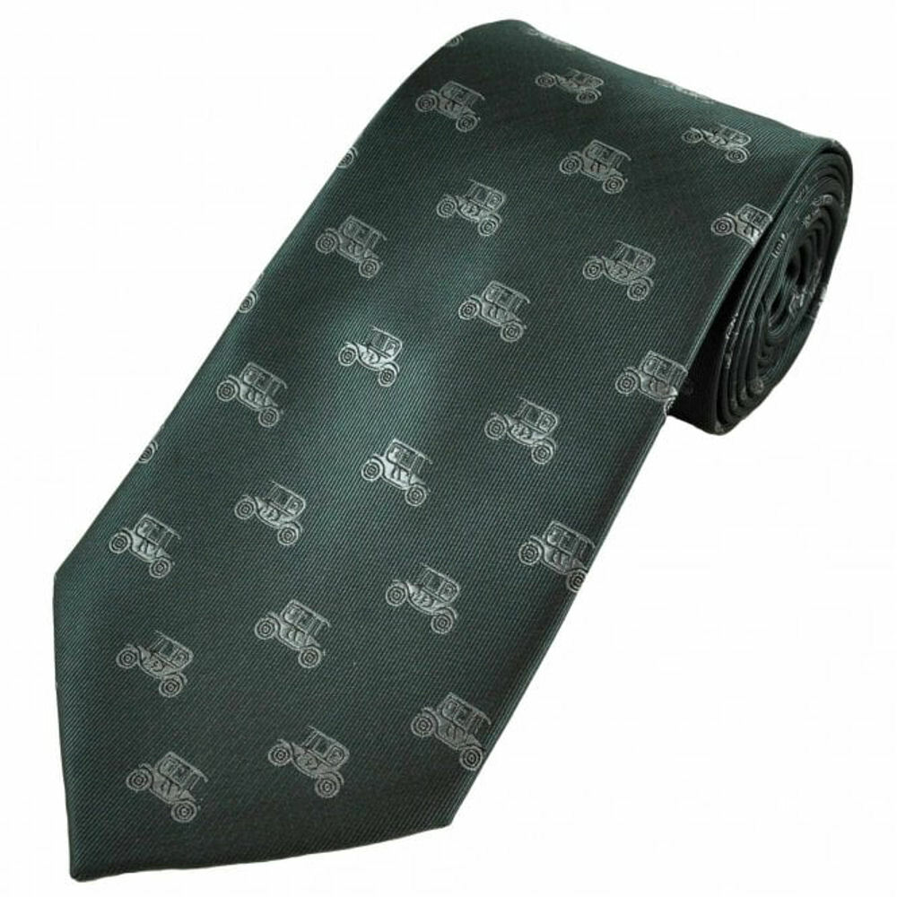 THE TIE STUDIO - Silver Vintage Cars on Grey, Classic Men's Novelty Tie