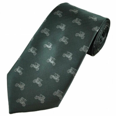 THE TIE STUDIO - Silberne Vintage Cars auf Grau, klassische Herren Neuheit Krawatte 