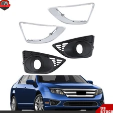 Fog LIght Lamp Cover& Black Bezel Trim For 2010-2012 Ford Fusion Left&Right Side