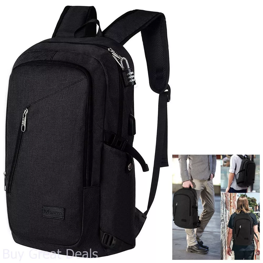 Anti theft business laptop backpack with usb charging port by mancro black new arrivals