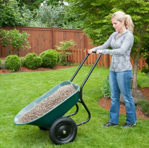 Garden Cart Dual Wheel Poly Tray Yard Rover Wheelbarrow Backyard Tool Wagon Cart - Picture 6 of 6