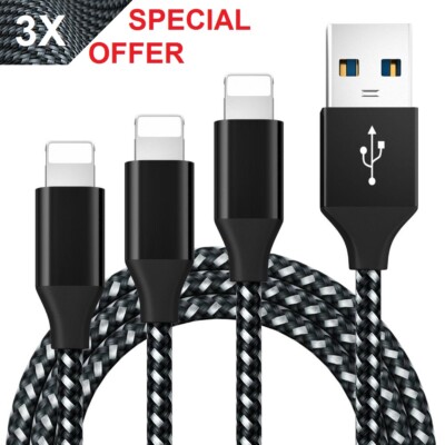 3x Schnellladekabel für Apple iPhone 7 8 11 12 13 14 Pro Max Plus USB 8Pin 1m 2m