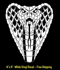 Cobra Snake Graphic 6" x 5" White Vinyl Decal Car Truck Tablet Tumbler Laptop