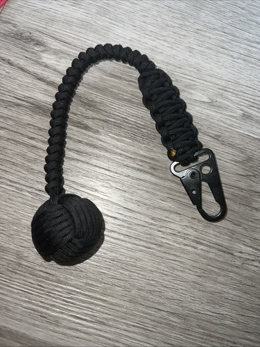 Handmade Black Paracord-Knot Monkey's Fist With 30mm Ball & Black Color - Picture 5 of 5