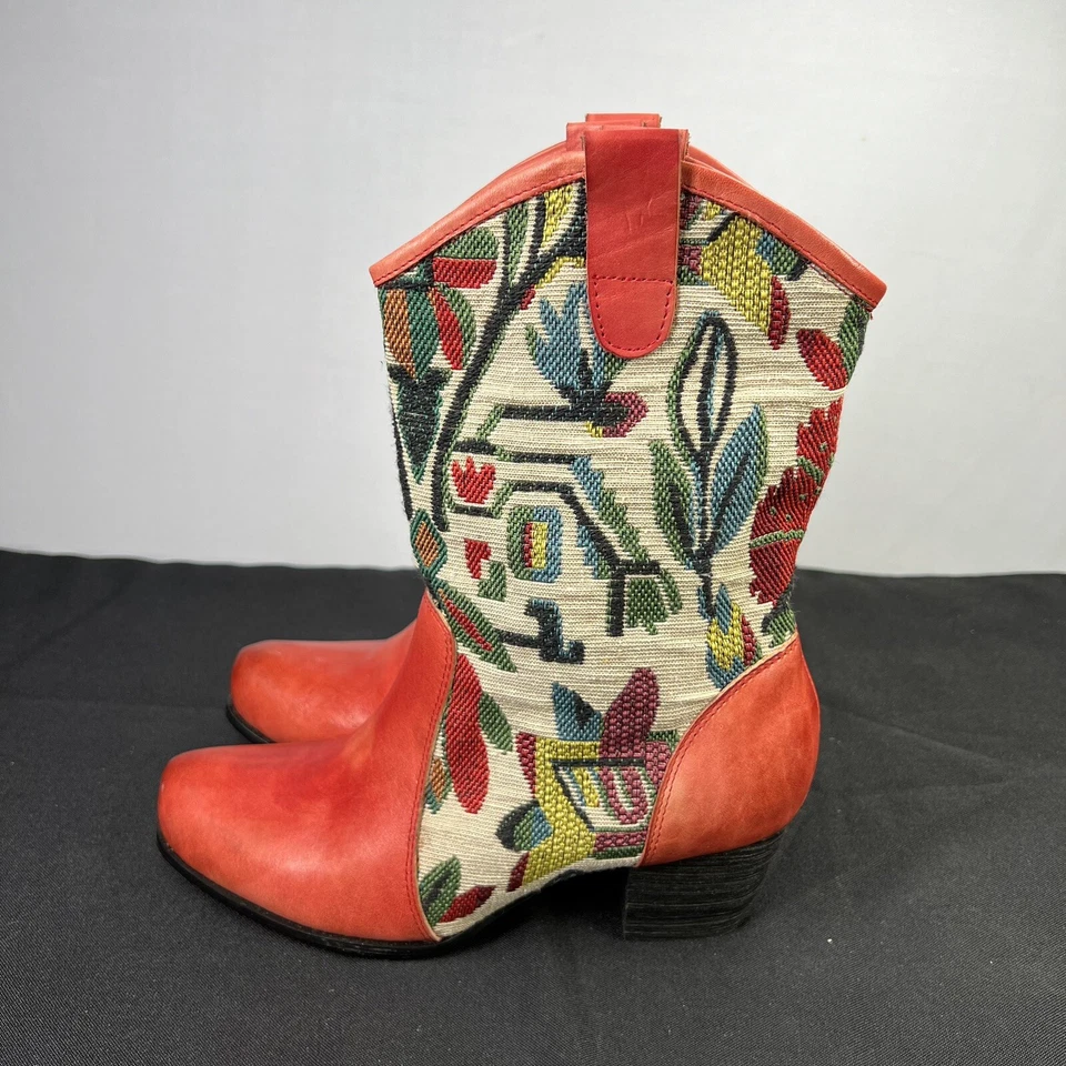 L’ARTISTE SPRING STEP MUJER 7.5 Botas de Cuero Rojo Lona Azteca NUEVAS Foto 4 de 4