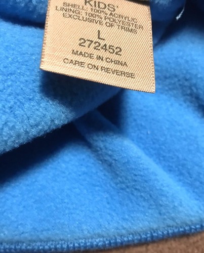 VTG L.L. Bean Winter Hat Cap Beanie Kids L Girls Blue Print Lined Tassel EEUC! - Picture 9 of 9