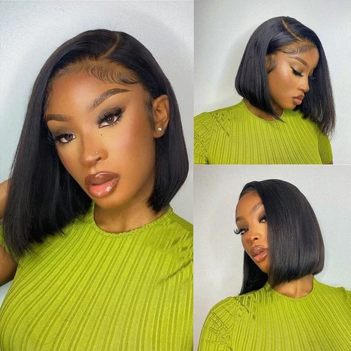 Lace Front Human Hair Wigs Women Straight 4x4 Lace Closure Wig - Picture 1 of 9