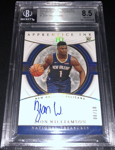 2019-20 National Treasures Zion Williamson Apprentice Ink Rookie Auto GOLD #/10