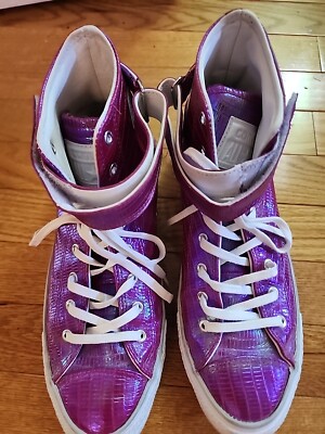Converse All Star Metallic Purple Hi Top Croc Print Sneakers Women's Sz  10/EUC