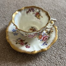 Hammersley "Dresden Sprays" fluted cup & saucer set. c1890