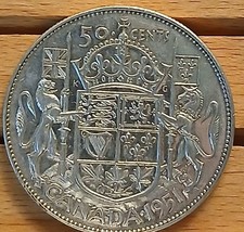 Pièce de 50 centimes argent 1951 haute qualité du Canada magnifique
