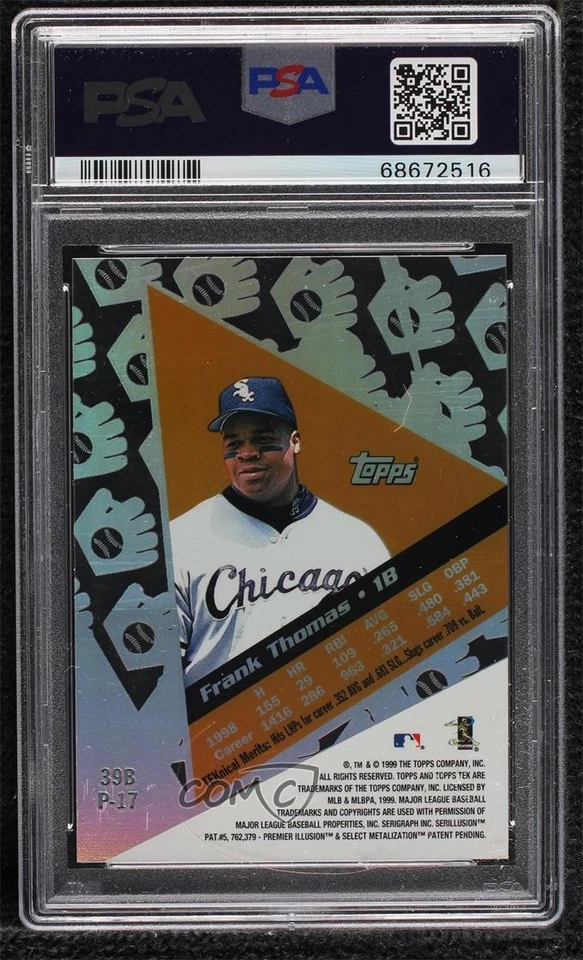 1999 Topps Tek Pattern 17 Frank Thomas #39 PSA 10 GEM MT HOF - Image 2 of 2