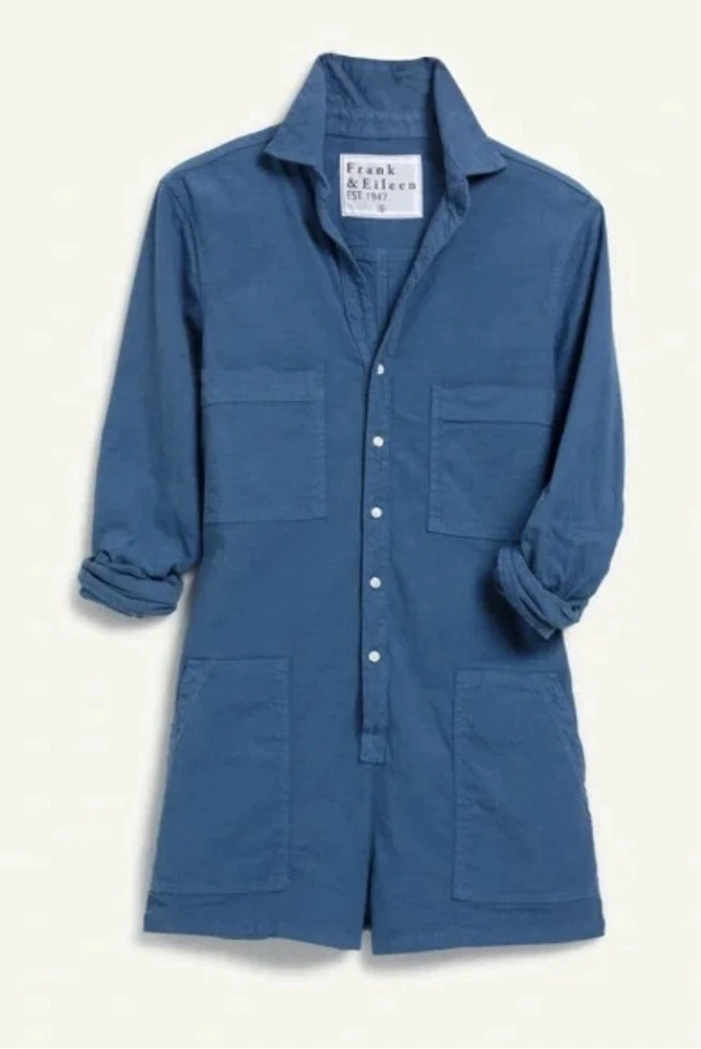 Frank & Eileen Irlanda Azul Lino Botón Mameluco Mono Talla L Foto 2 de 4