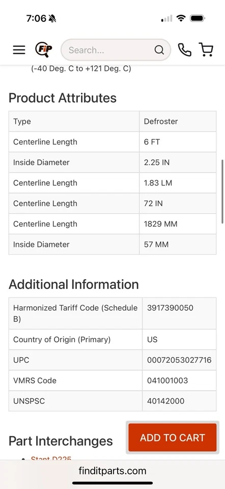 Gates 23836 Heater Duct Hose - Image 2 of 2