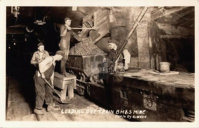 Ore Train Bunker Hill Sullivan Mine Kellog Idaho RPPC Photo Postcard COPY