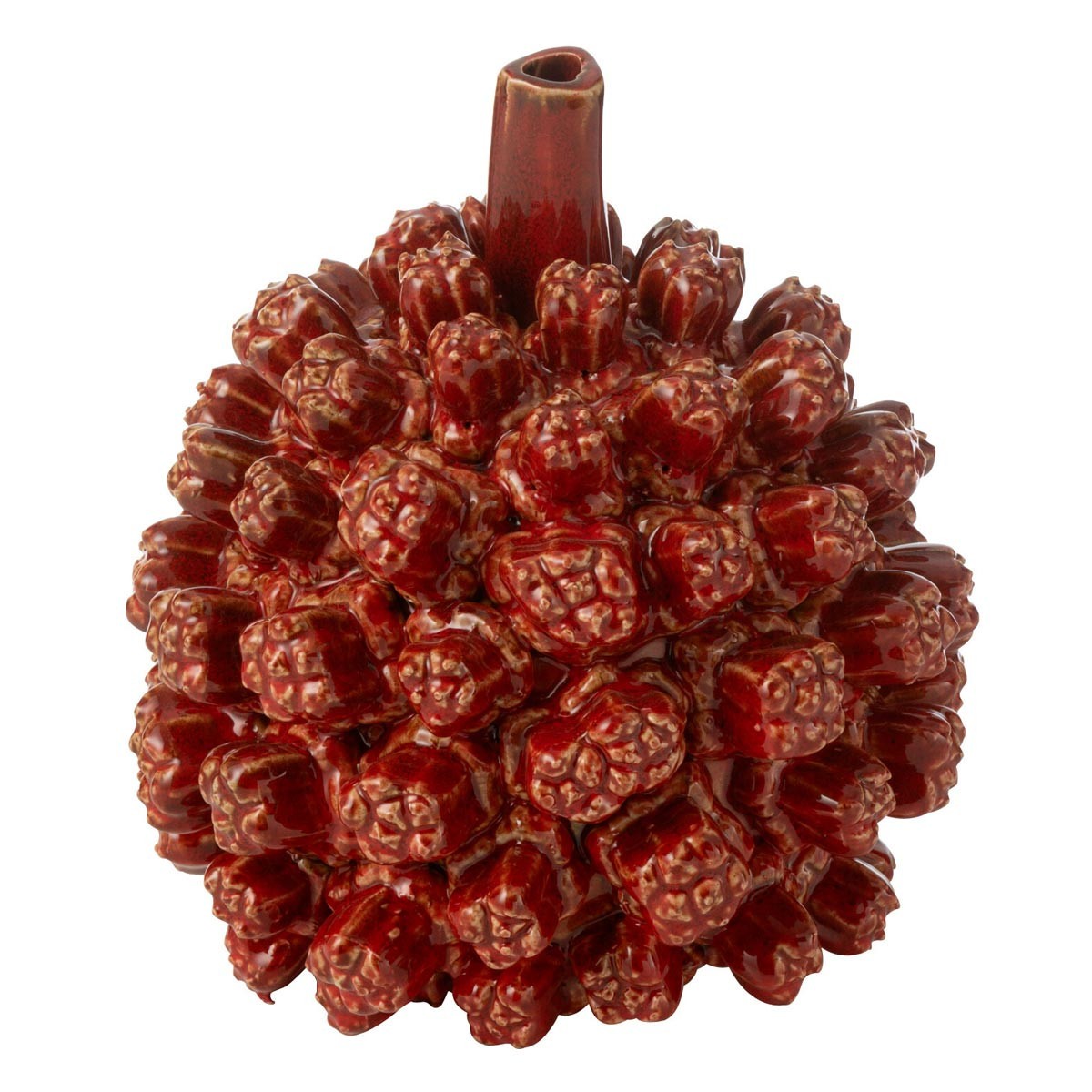 Vase déco en grès Saki rouge de 21cm pour une ambiance de salon chaleureuse