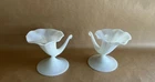 Steuben Art Glass c. 1920's Pair of Ivrene Calcite White Cornucopia Vases