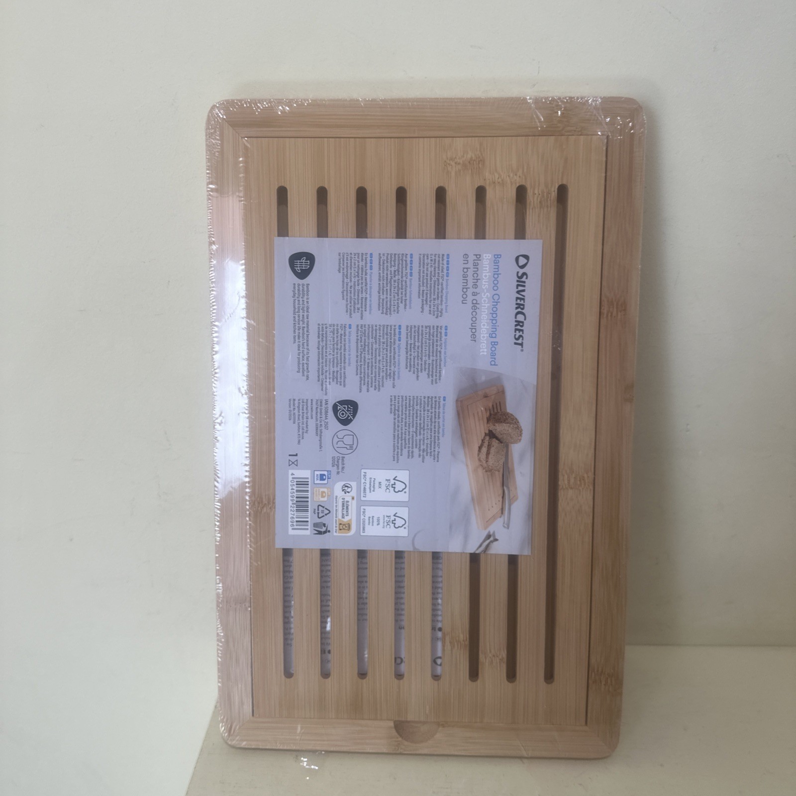 SilverCrest Bamboo Chopping Board 38x24x2cm With Crumb Tray