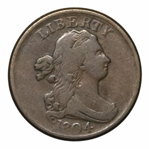 1804 Draped Bust Half Cent - Cohen-13 C-13 Plain 4, Stemless
