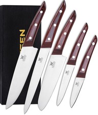 5PCS Professional Kitchen Chef Set with Blade Guards, Wood Handle High Carbon...