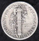 1944s US War Time Mercury Silver Dime, Very Fine with Natural Toning, KM 140