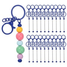 20Pcs, Beadable Keychains DIY Beaded Keychain Making Kit Dark Blue