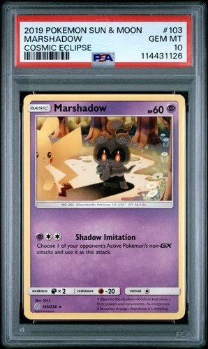 2019 POKEMON SUN & MOON COSMIC ECLIPSE #103 MARSHADOW PSA 10