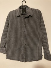 American Eagle Outfitters Mens Button Down Gray Striped Vintage Fit Size Large