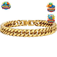 Armband Edelstahl 18K Vergoldet Schwarz Panzerkette 19-23Cm Hip Hop Herren