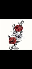 LOT OF 2 Sheets Temporary Tattoos, Roses, Skull
