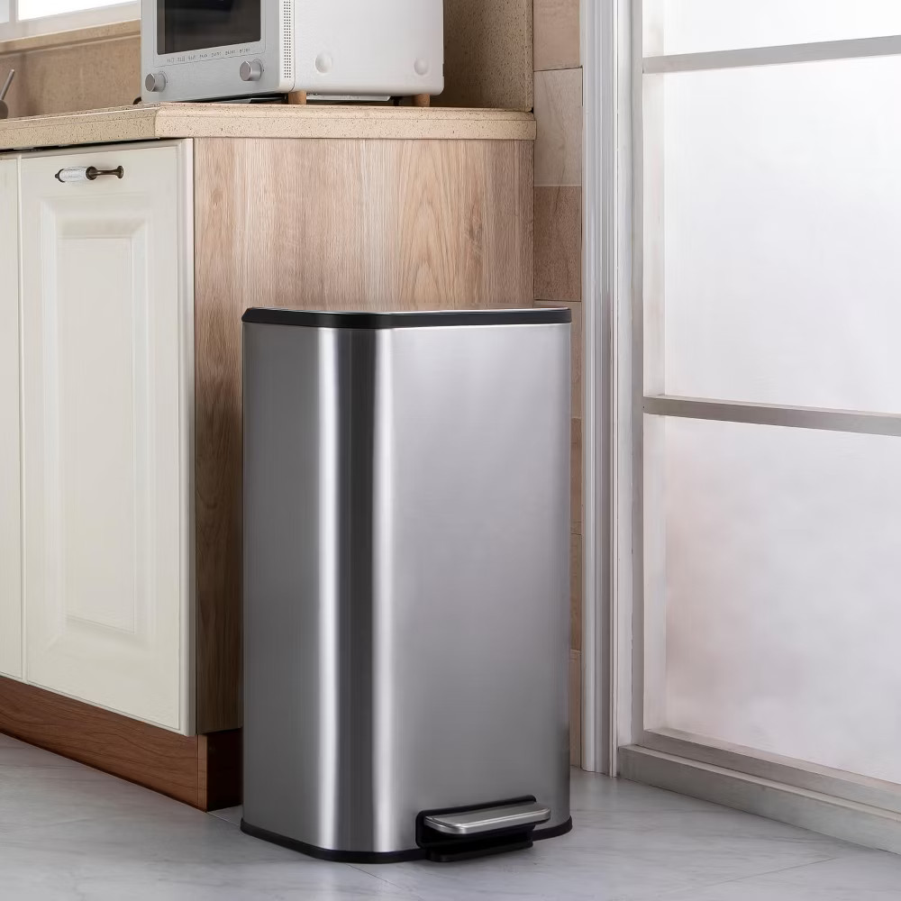 Stainless Steel Garbage Can with Lid Step-On Pedal and Inner Bucket 21090₽