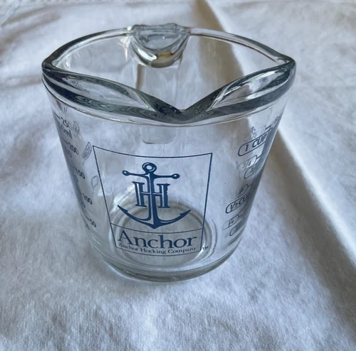Anchor Hocking Vintage Blue Letter Measuring Cup #696, 1 Cup