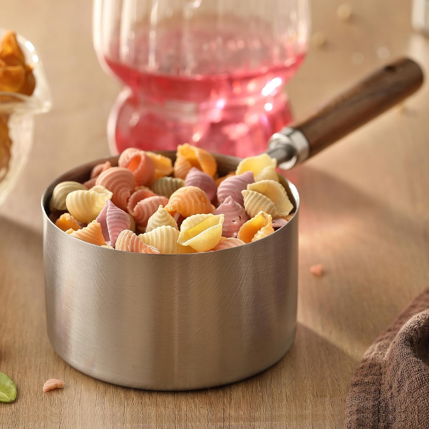 8PCS Stainless Steel Measuring Cups & Spoons Set w/ Wooden Handle Cooking Baking