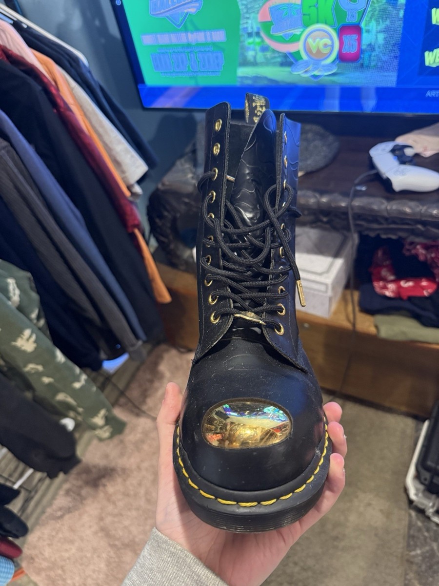 Bape Doc Marten Gold Steel Toe 1490 Boot ABC 10 HOLE A Bathing Ape
