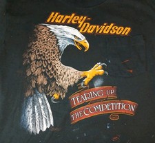 Size Large 1980s Vintage Harley Davidson T Shirt EAGLE CLAWS TEARING UP MADE USA