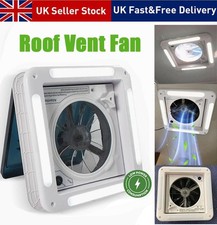 12V Roof Vent Fan with LED Light for Camper Van Motorhome RV Caravan Skylight .