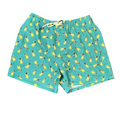 Two Left Feet Swim Trunks Men's XL Floral Hawaiian Hula Dancer Swim Shorts