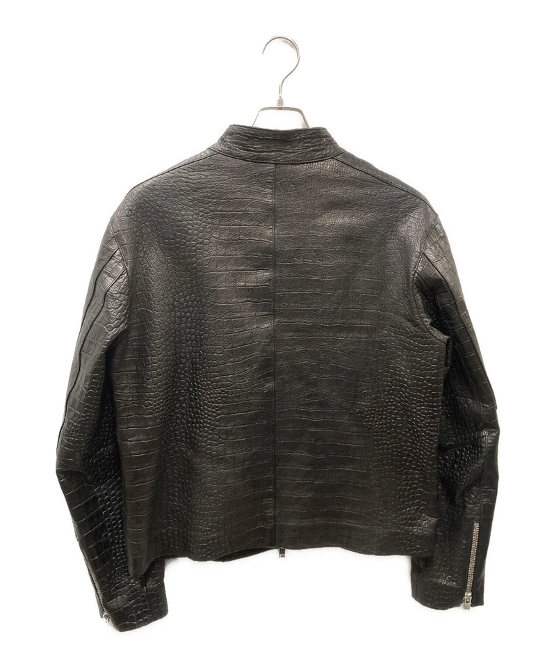 pearled ivory Embossed leather jacket Size: M Black Men - Image 2 of 4